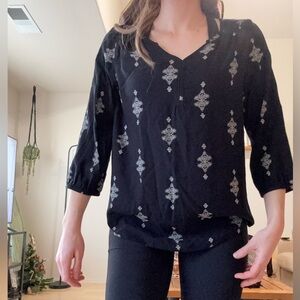 3/4 long sleeve printed blouse